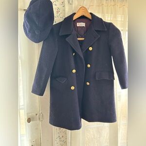 B.Altman. Co Vintage Wool Pea Coat And Newsboy Cap, Fifth Ave New York . Size 7